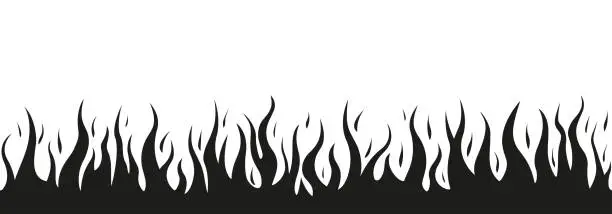 Vector illustration of Fire flame seamless frame border. Burning background or pattern. Hot, burn symbol. Vector illustration.