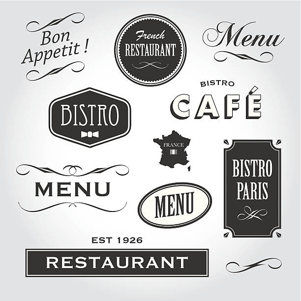 francuska restauracja znaki i symbole - france restaurant cafe french culture stock illustrations