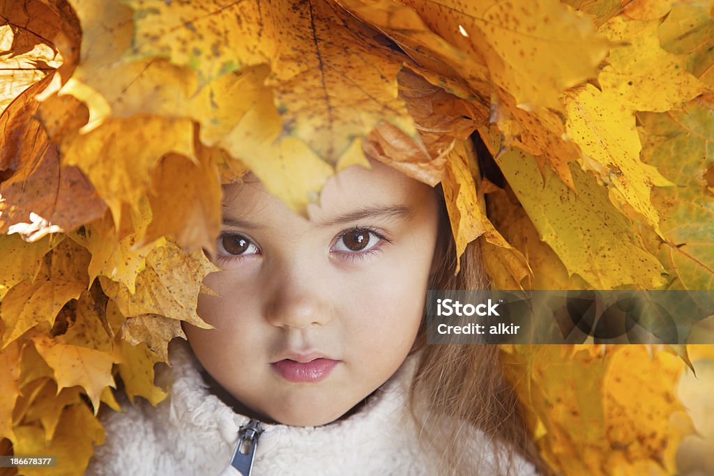 인물 소녀만, 가을 낙엽 - 로열티 프리 가을 스톡 사진