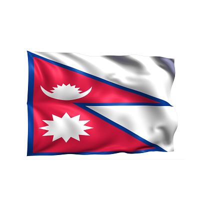 3d illustration flag of Nepal. Nepal flag waving isolated on white background with clipping path. flag frame with empty space for your text.