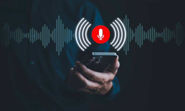 istock Businessman using mobile and touch microphone button on virtual screen. Blog blog speak talk advertising presentation,Voice recognition, speech detection and deep learning application,Voice Assistance 1866799975