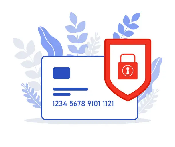 Vector illustration of Vector illustration of a credit card under reliable protection