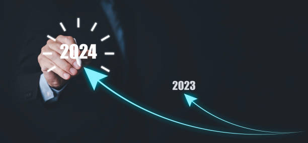 istock Business planning and  Happy New Year 2024 with chart graph Analytical businessman planning business growth 2024, strategy digital marketing, Planning, challenge strategy business in 2024 Concept. 1866815302
