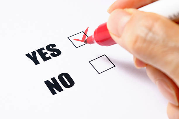 istock Writing a YES or NO check box on white background 186682357