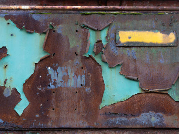 istock Old painted metal beaten with rust 1866828929