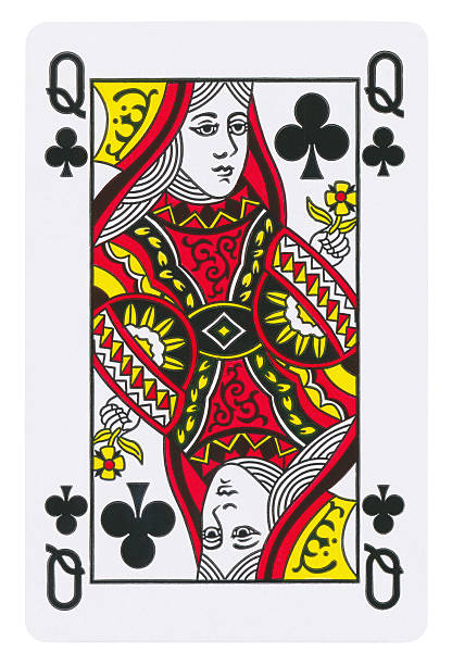Queen Of Clubs Isolated (clipping path included)