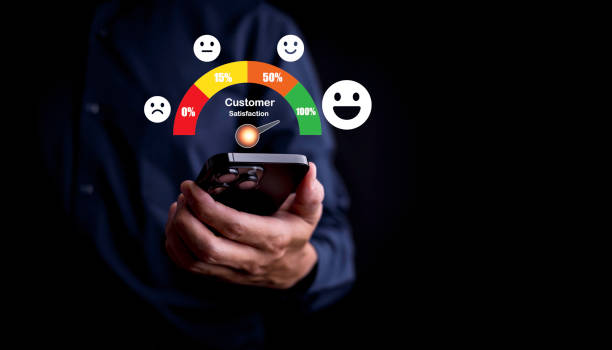 istock Customer service satisfaction concept. Hand Check marks of Positive emotion smiley face icon and five stars with copy space. Satisfied, feedback, review, good, best, good product and service, quality 1866839966