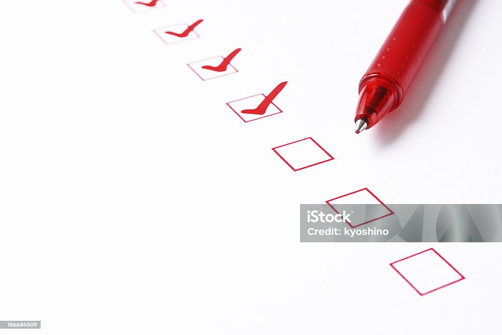 Rojo casilla con lápiz - Foto de stock de Artículo de papelería libre de derechos