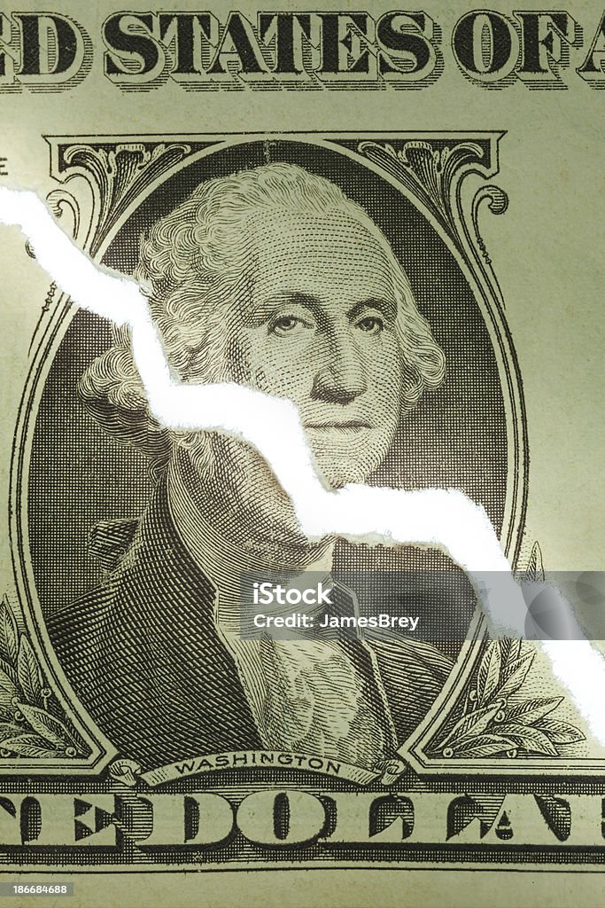 Zerrissene US-Dollar mit Abwärtstrend Diagramm - Lizenzfrei Auseinander Stock-Foto