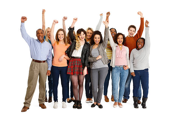istock Multi-ethnic group of casual people celebrating 186685284