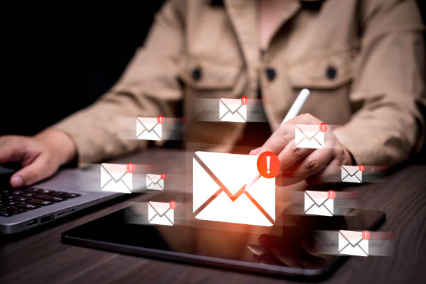 istock Cyber security and Security password login online,   Alert Email inbox and spam virus with warning caution for notification on internet letter security protect, junk and trash mail and compromised 1866863859
