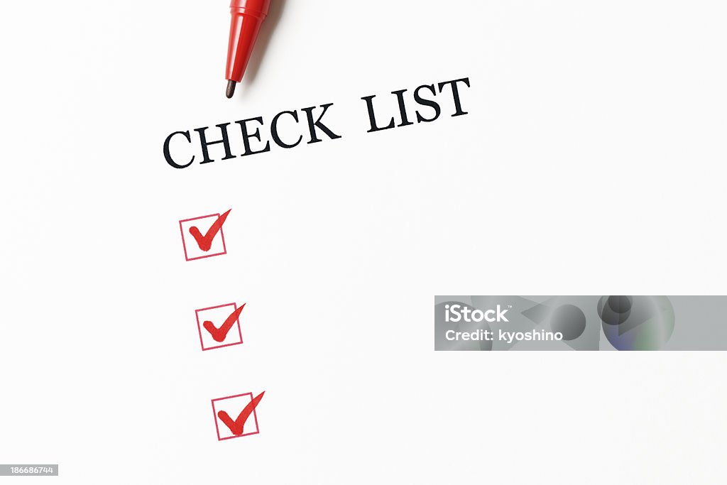 チェックリストに赤ペン - からっぽのロイヤリティフリーストックフォト