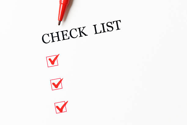 istock Close-up of blank checklist with red ball point pen 186686744