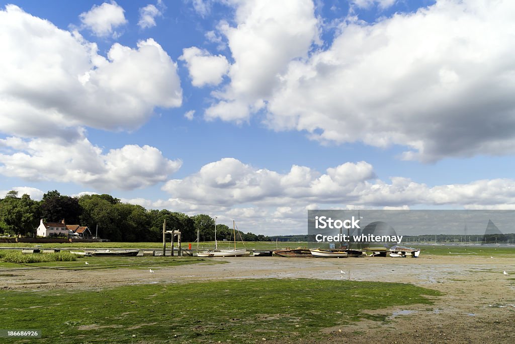 Low tide at Pin Mill, Suffolk Low tide at Pin Mill, a small hamlet on the banks of the River Orwell on the Shotley Peninsula, Suffolk, England. House Stock Photo