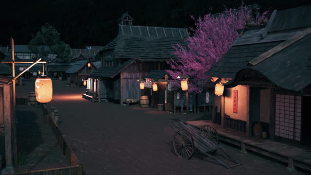 Ancient Japanese Village at night