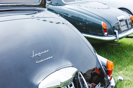 Westlake, United States - October 19, 2019: Front view of a vintage 1956 Rolls Royce Silver Cloud Series 1 classic car.