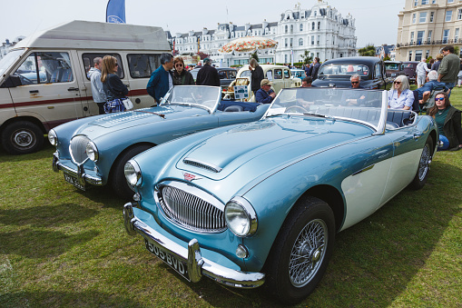 Eastbourne, UK - April 30, 2022: Magnificent Motors Classic Car Show at Eastbourne, East Sussex, UK
