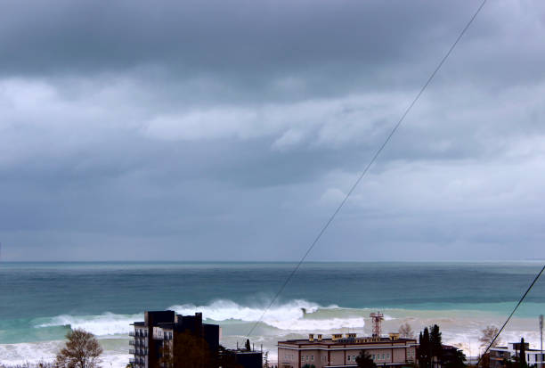 Storm at sea off the coast. Gagra, Abkhazia