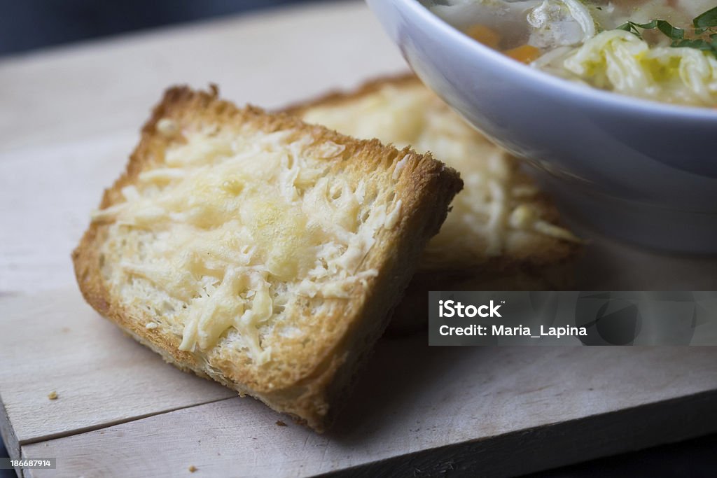 Cheese toast for soup Appetizer Stock Photo