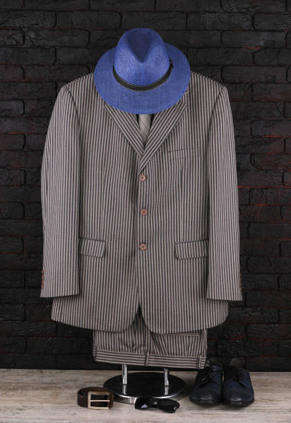 istock men gray striped suit on a hanger 1866894959