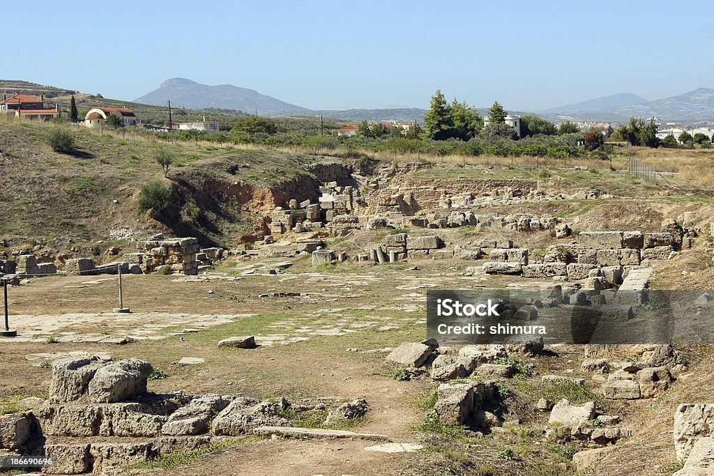 Ruinas del antiguo Corinth-Grecia (horizontal) - Foto de stock de Antiguo libre de derechos