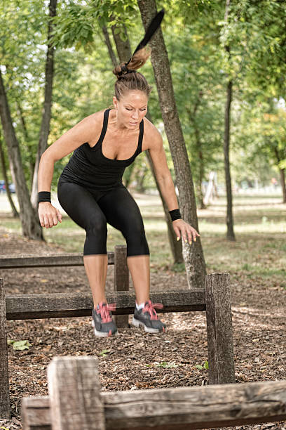 istock Crossing wooden hurdles 186691179
