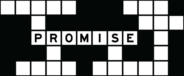 Alphabet letter in word promise on crossword puzzle background