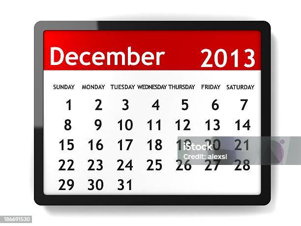 Grudnia 2013 Kalendarz Serii - zdjęcia stockowe i więcej obrazów Kalendarz - Kalendarz, Neutralne tło, Tablet