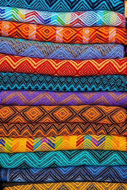 istock Colorful Peruvian fabrics for sale, Cuzco market, Peru 186691536