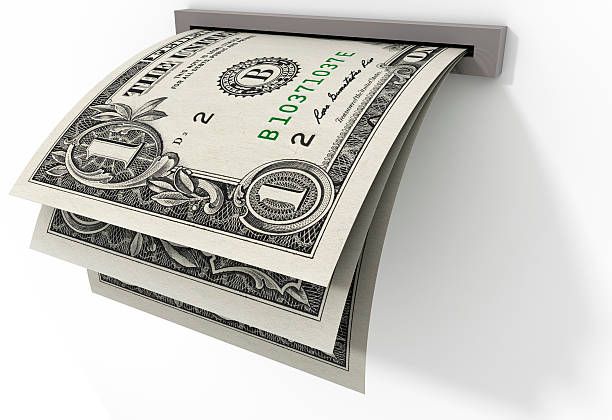 istock Banknotes of $ 1 being delivered 186695286