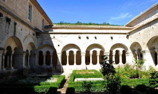 The inner cloister of the famous Cistercian Senanque abbey - France located in the department of the Vaucluse / Luberon