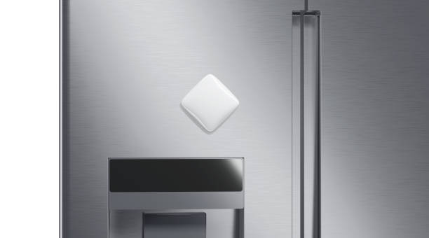 istock Blank white rhomb magnet on fridge mockup, front view 1866958615