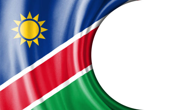 Abstract illustration, Namibia flag with a semi-circular area White background for text or images.