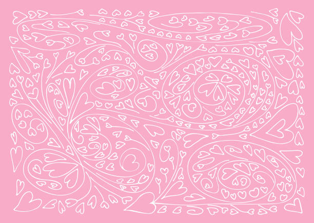 hearts_doodle_pink - ornate swirl heart shape beautiful stock illustrations
