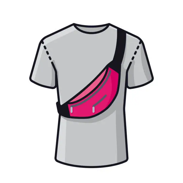 Vector illustration of T-Shirt with Fanny Pack isolated vector illustration