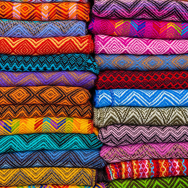 istock Colorful Peruvian fabrics for sale, Cuzco market, Peru 186697248