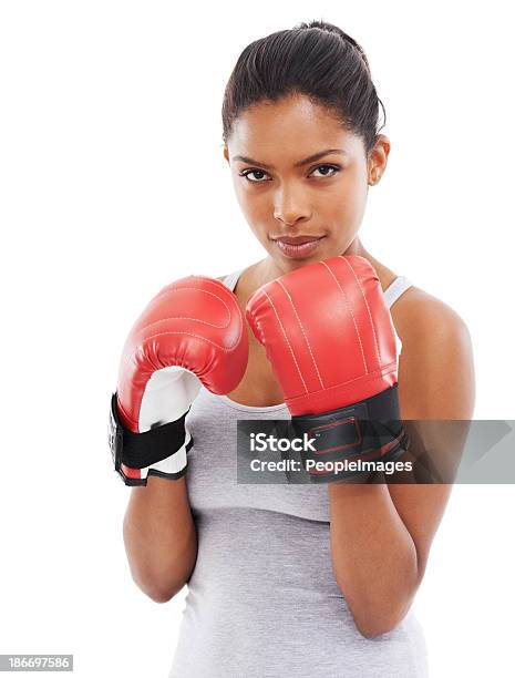 Dont Mess With Esta Rapariga - Fotografias de stock e mais imagens de Boxe - Desporto - Boxe - Desporto, Fundo Branco, Só Uma Mulher