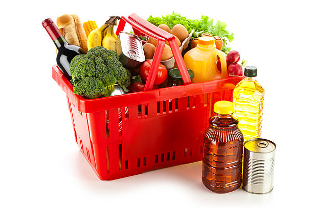 istock Shopping Basket with Food 186697750