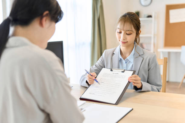 istock Business woman giving information on contract 1866980899