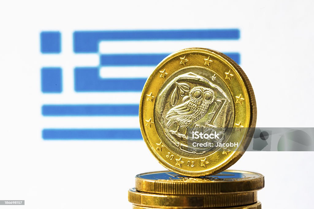 Griechische Flagge und Euro - Lizenzfrei EU-Währung Stock-Foto