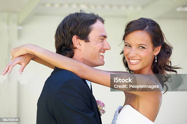 She Makes Him Happy Stock Photo - Download Image Now - Smiling, Wedding, Adult