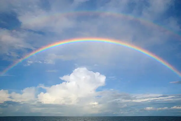 Photo of Double rainbow over sea