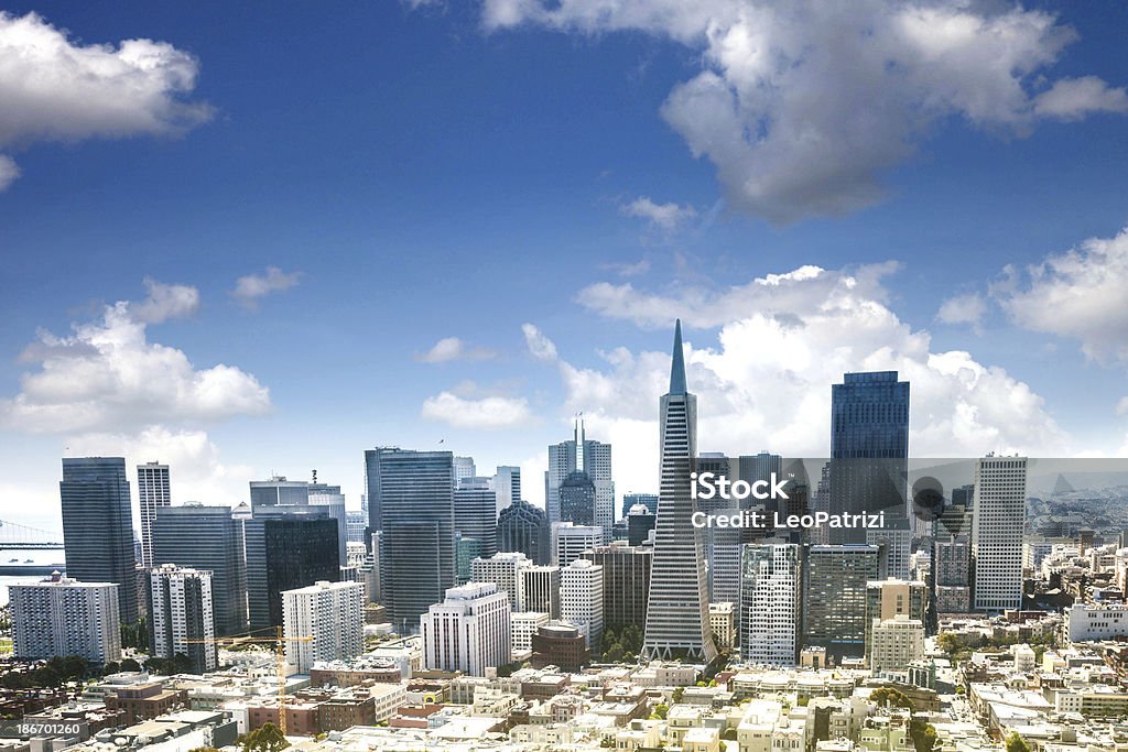 San Francisco skyline during a sunny day San Francisco skyline during a sunny day in summer, focus on financial district. San Francisco - California Stock Photo