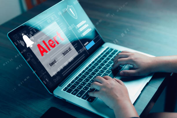 istock Cyber security password login online concept,Email with laptop spam and virus computer monitor internet security, Electronic send message. Spam, junk and e-marketing, Spam Email Pop-up Warning. 1867033881