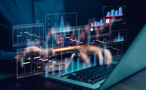 analytics and data management systems. business analytics and data management systems to make reports with kpi and metrics connected to the database for technology finance - bedrijfsstrategie fotos stockfoto's en -beelden