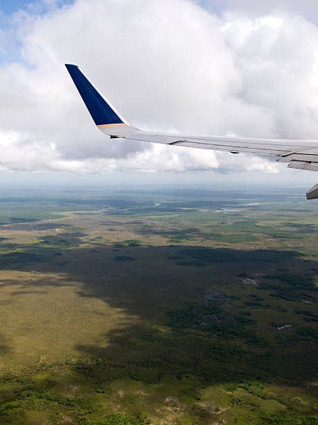 istock Looking at the view through an airplane window 186703766