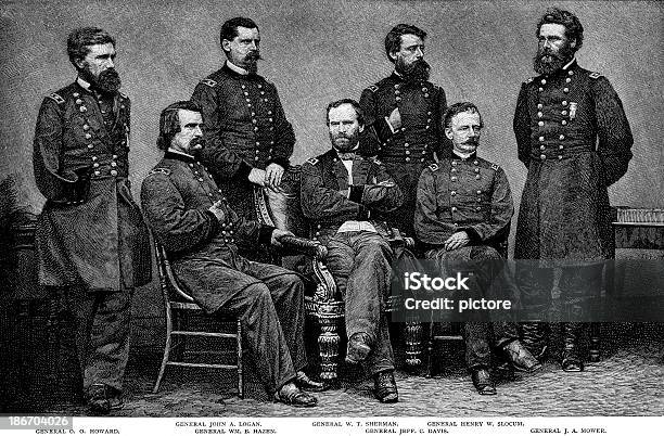 General William Tecumseh Sherman Avec Tous Ses Généraux Vecteurs libres de droits et plus d'images vectorielles de Guerre de Sécession