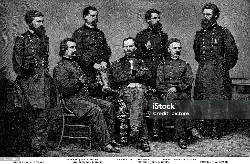 일반 William Tecumseh 셔먼 함께 그의 모든 장군. - 로열티 프리 American Civil War 스톡 일러스트