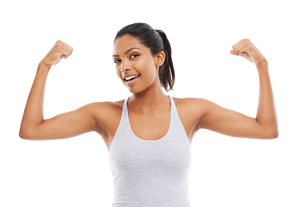 istock Proud of her muscles 186704125