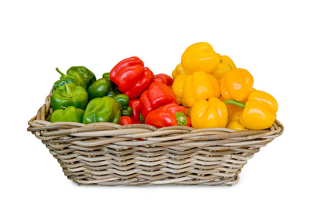 Colorful peppers in a basket